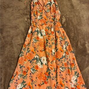 New York & Company Floral Maxi Dress in Orange and White